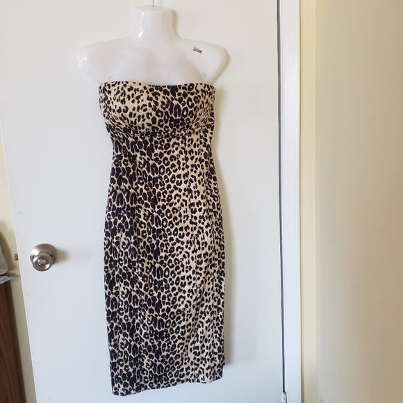Bebe Cheetah Print Strapless Dress - Picture 4 of 8